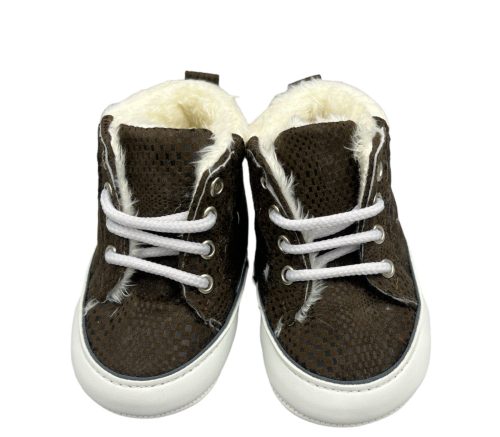 Brown crocco girl's cuddly boots with fur