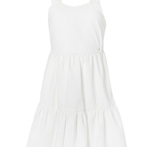 Φόρεμα γκοφρέ λευκό με τιράντες