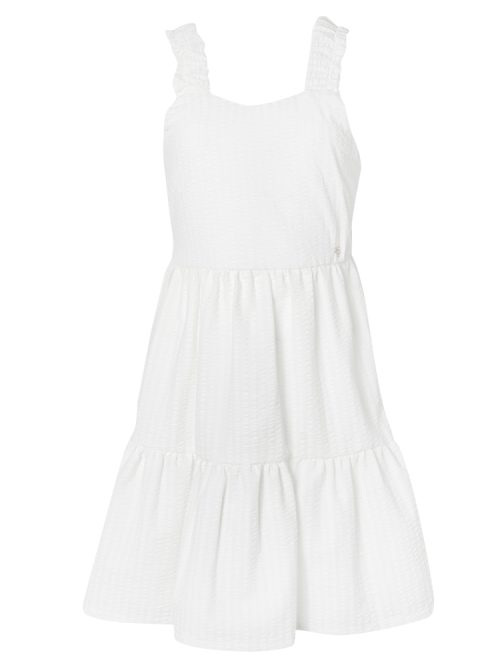 Φόρεμα γκοφρέ λευκό με τιράντες