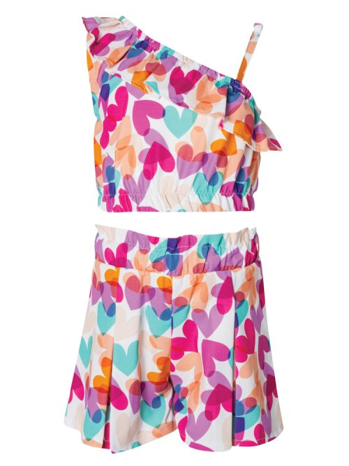 Girls set colorful with printed hearts