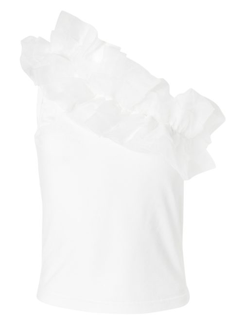 Off-white top with tulle ruffles