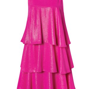 Shiny fuchsia dress with ruffles
