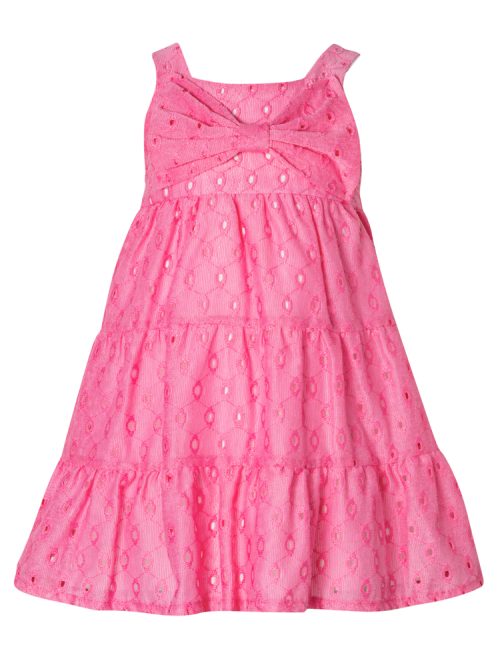 Φόρεμα μπροντερύ αμάνικο ροζ