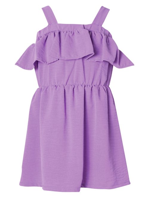 Purple sleeveless dress with frills