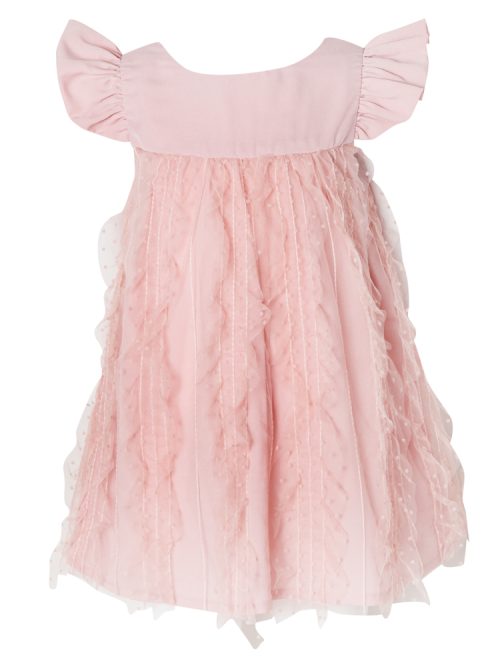 Dress with powder tulle and ruffles