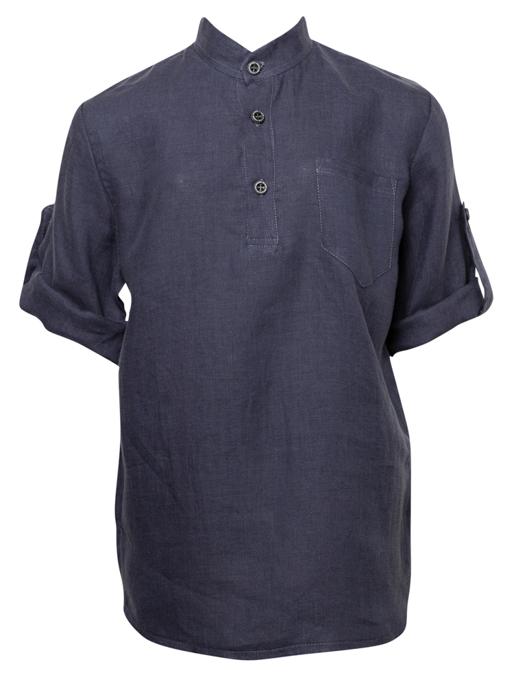Dark blue linen shirt for boys