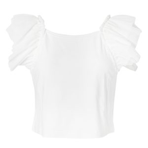 White blouse for girls with tulle sleeves