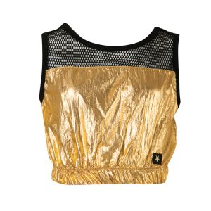Girls' gold foil sleeveless crop top