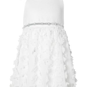 Φόρεμα λευκό αμάνικο με ανθάκια
