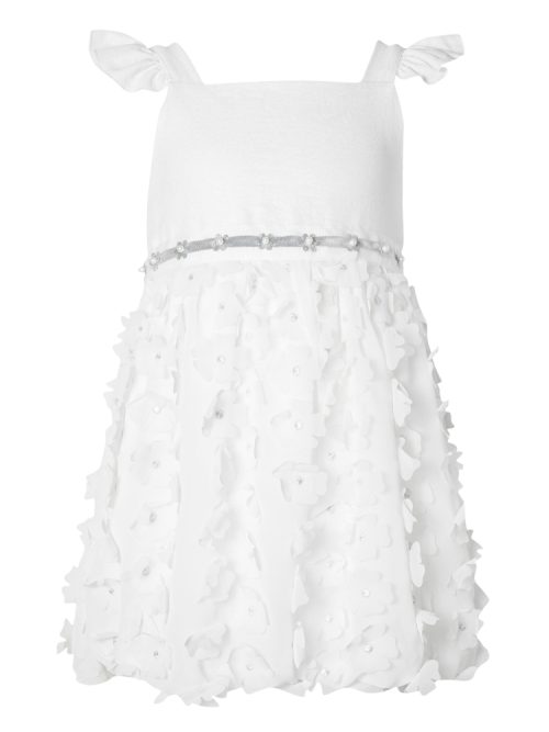 Φόρεμα λευκό αμάνικο με ανθάκια