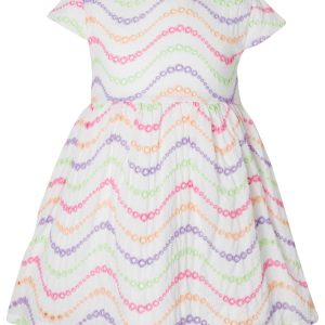 White dress with colorful zig zags